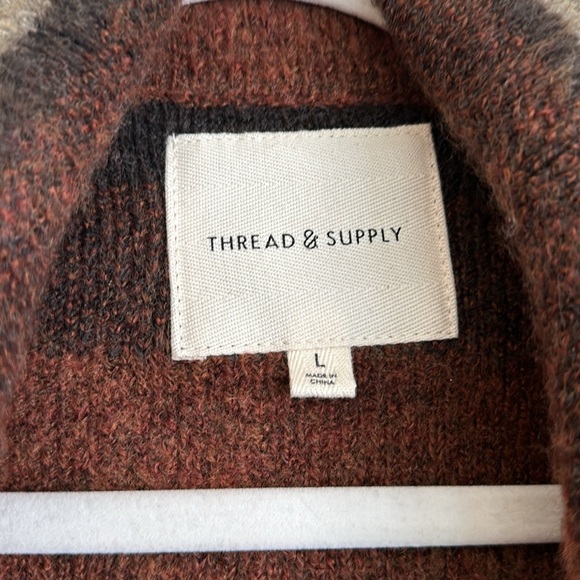 Thread & Supply Brown, Rust & Beige Long Knit Cardigan Sweater - Picture 7 of 7
